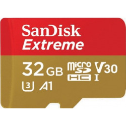 Карта пам’яті SanDisk 32GB microSDHC V30 UHS-I U3 R100/W60MB/s Extreme + SD (SDSQXAF-032G-GN6MA)