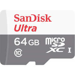 Карта памяти SanDisk 64GB microSDXC C10 UHS-I R80MB/s Ultra + SD (SDSQUNS-064G-GN3MA)