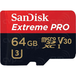Карта памяти SanDisk 64GB microSDXC C10 UHS-I U3 R170/W90MB/s Extreme Pro V30 + SD (SDSQXCY-064G-GN6MA)
