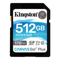 Карта памяти Kingston 512GB SDXC C10 UHS-I U3 R170/W90MB/s (SDG3/512GB)