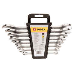 Ключ Topex с открытым зевом, двусторонний, 6 x 22мм, набор 8 шт. (35D656)