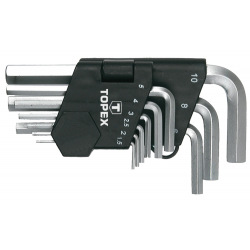 Ключi Topex шестиграннi HEX 1.5-10 мм, набiр 9 шт.*1 уп. (35D955)