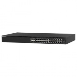 Коммутатор Dell EMC Networking N1124P, L2, 24 ports RJ45 1GbE, PoE+, 4 ports SFP+ 10GbE, Stacking (210-AJIT)