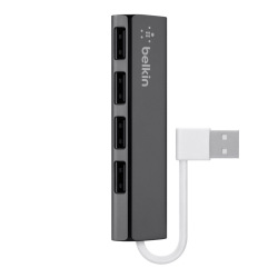 USB-Концентратор Belkin Travel Ultra Slim USB 2.0 4 порта, пассивный без БП, black (F4U042bt)