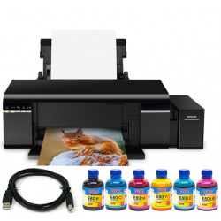 Комплект Принтер Epson L805 Фабрика печати (без чернил) + USB кабель + Чернила WWM по 200г (KP.EL805E80)