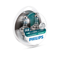 Лампа галогенна Philips H4 X-treme VISION +130%, 3700K, 2шт/блістер (12342XV+S2)