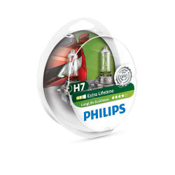 Лампа галогенная Philips H7 LongLife EcoVision, 2шт/блистер (12972LLECOS2)