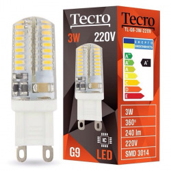 Лампа світлодіодна Tecro G9, 3Вт, 4100K, аналог галогенової лампи 30Вт (TL-G9-3W-220V 4100K)