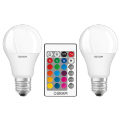 Лампа світлодіодна OSRAM LED A60 9W 806Lm 2700К+RGB E27 пульт ДУ*2 (4058075091733)