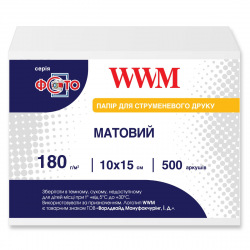 Фотопапір WWM матовий 180Г/м кв, 10х15см, 500л (M180.F500) для Epson WorkForce WF-7520 USA