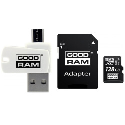 Карта пам`ятi MicroSDXC 128GB UHS-I Class 10 Goodram + SD-adapter + OTG Card reader (M1A4-1280R12) (M1A4-1280R12)