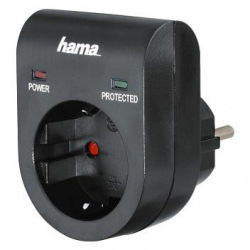 Сетевой адаптер НАМА с функцией защиты от перепадов напряжения, цвет черный (108878)