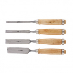 Набір плоских долот-стамесок, 6-12-18-24 мм, дерев’яні ручки,  SPARTA (MIRI242405)