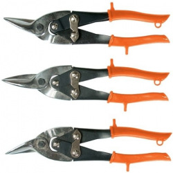 Ножиці по металу 250 мм, прогумовані ручки, 3 шт: прямі, ліві, праві,  SPARTA (MIRI783205)