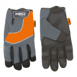 Перчатки Neo рабочие, спилок, PCV, размер 10.5" (97-605)