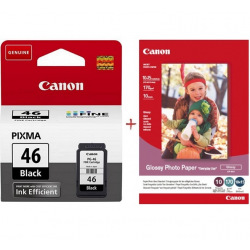 Картридж Canon PG-46 Black + Canon Glossy 170г/м кв, GP-501 4"х 6", 10л (PG-46+Paper) для Canon 46 PG-46BK 9059B001