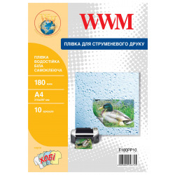 Пленка для Принтера WWM А4, 10л, 180мкм (F180PP10) водостойкая белая самоклеющаяся