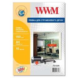 Пленка для Принтера WWM самоклеящаяся прозрачная 150мкм, А4, 10л (FS150IN)
