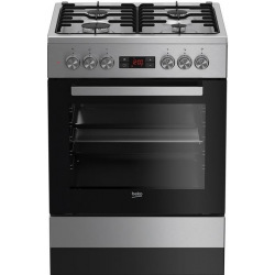 Плита комбінована Beko FSM62320DXS - 60х60 см/4 конфорки/емал. решітки/72л/8 прогр./3D/дисплей/нерж. сталь (FSM62320DXS)