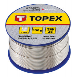 Припiй Topex олов’яний 60%Sn, проволока 0.7 мм,100 г (44E512)