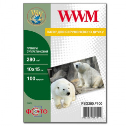 Фотопапір WWM преміум суперглянцевий 280Г/м кв, 10х15см, 100л (PSG280.F100) для HP Photosmart 8053