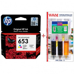 Картридж HP 653 Color + Заправочный набор Color (Set653-inkC) для HP 653 Color 3YM74AE