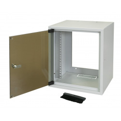 Шкаф ZPAS 10" 7U, глубина 260мм. стекл.дверь, серый (WZ-3661-01-02-011)