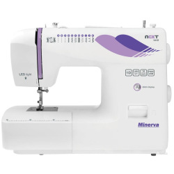 Швейная машина MINERVA Next 141D, электромех., 85 Вт, 14 швейных операций, LED, бело-фиолетовая (Next141D)