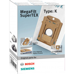 Мішок Bosch для порохотягів паперовий MegaAir SuperTEX/4 шт+ мікрофільтр(для BSN1/BSG1, тип К) (BBZ41FK)