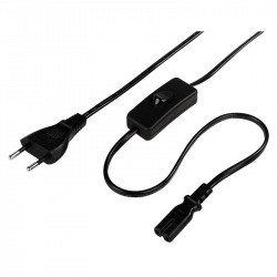 Универсальный компьютерный кабель питания НАМА, кнопка вкл/выкл, Euro/M - C7/F, 2-pin, 2 м, цвет черный (44236)