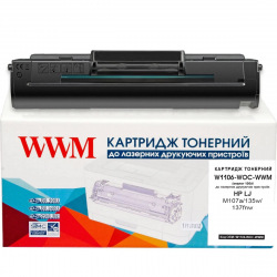 Картридж для HP Laser 107, 107a, 107w, 107wr WWM 106A без чипа  Black W1106-WOC-WWM