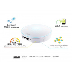Wi-Fi система ASUS Lyra MAP-AC2200 3 pcs, AC2200, 1xGE LAN, 1xGE WAN, MU-MIMO, AiMesh (MAP-AC2200)