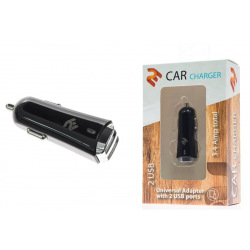 Зарядное устройство 2E USB 3.4A автомобильное, Black (2E-ACRT40-34B)