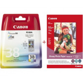 Картридж Canon CL-38C + Canon Glossy 170г/м кв, GP-501 4"х 6", 10л (CL-38C+Paper)