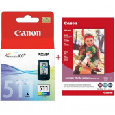 Картридж Canon CL-511C + Canon Glossy 170г/м кв, GP-501 4"х 6", 10л (CL-511C+Paper)