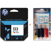 Картридж HP 123 Color + Заправочный набор WWM H34/C (Set123C-inkHP)