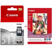 Картридж Canon PG-512Bk + Canon Glossy 170г/м кв, GP-501 4"х 6", 10л (PG-512Bk+Paper)