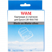 Картридж зі стрічкою WWM для Epson LW-400/700 Black-on-Matte-silver 6mm х 8m (WWM-SM6X)