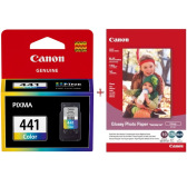 Картридж Canon CL-441C + Canon Glossy 170г/м кв, GP-501 4"х 6", 10л (5221B001)