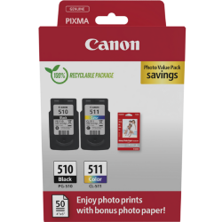 Набор картриджей Canon PG-510, CL-511 + фотобумага GP-501 50 листов MultiPack (2970B010/2970B017AA) для Canon PG-510 CL-511 2970B017