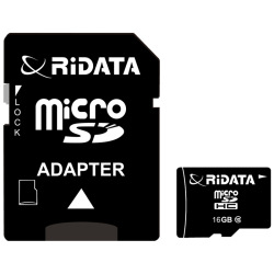 Карта памяти RiDATA microSDHC 16GB Class 10 + SD адаптер (FF953659    )