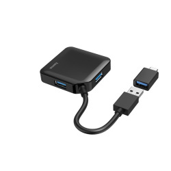 USB-хаб Hama 4 Ports USB 3.2, USB-C Adapter Black (00200116)