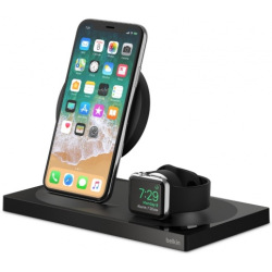 Бездротовий ЗП Belkin 2-in-1 Wireless Pad/Stand/Apple Watch, black (F8J234VFBLK-APL)