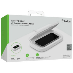 UV-стерилізатор і Бездротовий зарядний пристрій Belkin Wireless Charging Qi, 10W, з адаптером живлення (WIZ011VFWH)