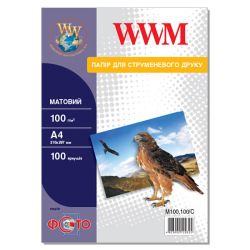 Фотобумага WWM матовая 100Г/м кв, А4, 100л (M100.100/C) для HP Photosmart 130