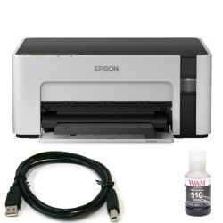 Комплект Принтер Epson M1100 (без чернил) + USB кабель + Чернила WWM по 140г для Epson M1100