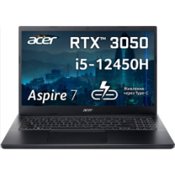 ноутбук 15.6FI/i5-12450H/16/512/RTX 3050 4GB/DOS/F /Charcoal Black Aspire 7 A715-76G (NH.QMMEU.002)