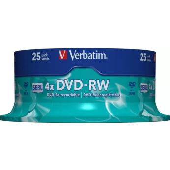 Диск Verbatim DVD-RW 4.7 GB/120 min 4x Cake Box 25шт (43639)