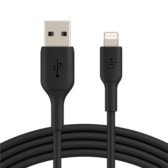 Кабель Belkin USB-A - Lightning, PVC, 3m, black (CAA001BT3MBK)