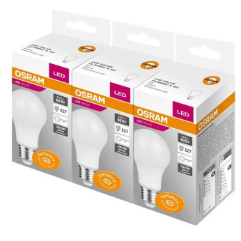 Набір світлодіодних ламп OSRAM Value CLA60 8W 4000К 720LM E27 3 шт (4058075479340)